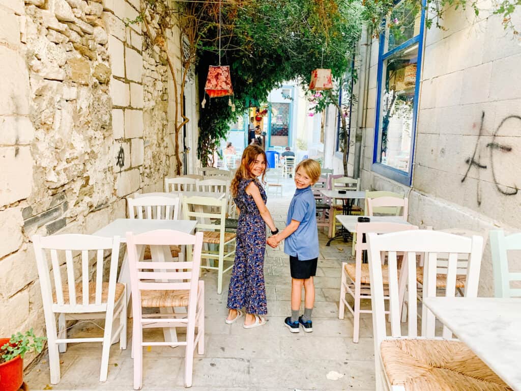 The cute alleys and streets of Syros Greece.