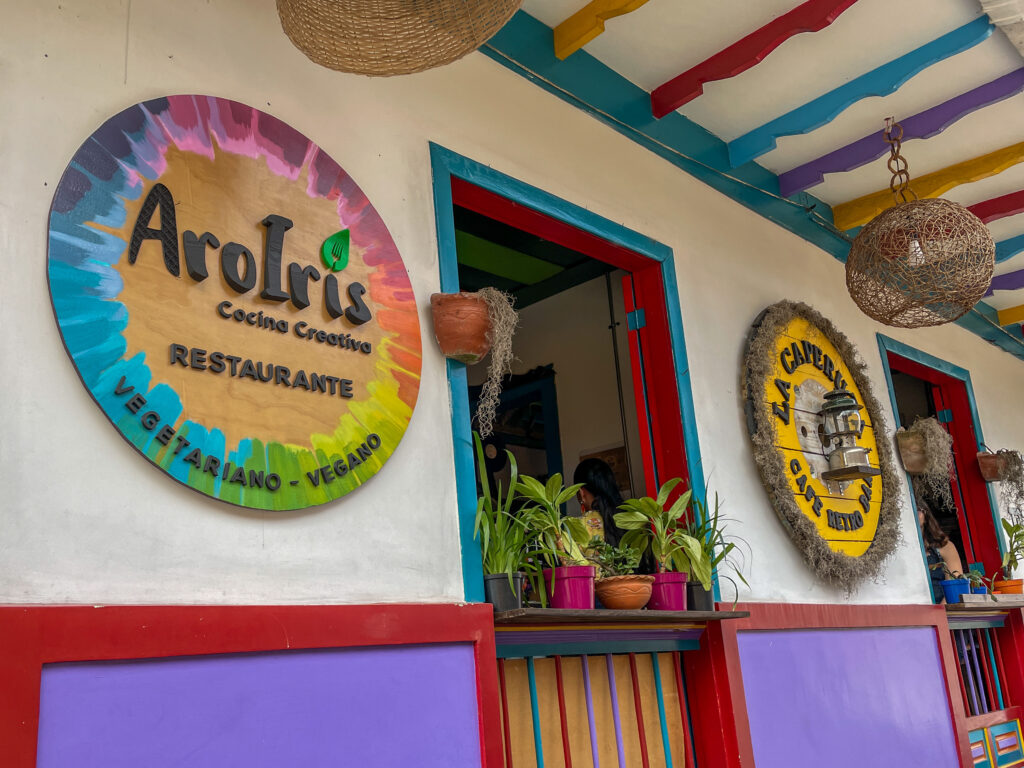 Aro Iris Restaurant in Filandia Colombia is not only cute but some of the best food we ate in Colombia!