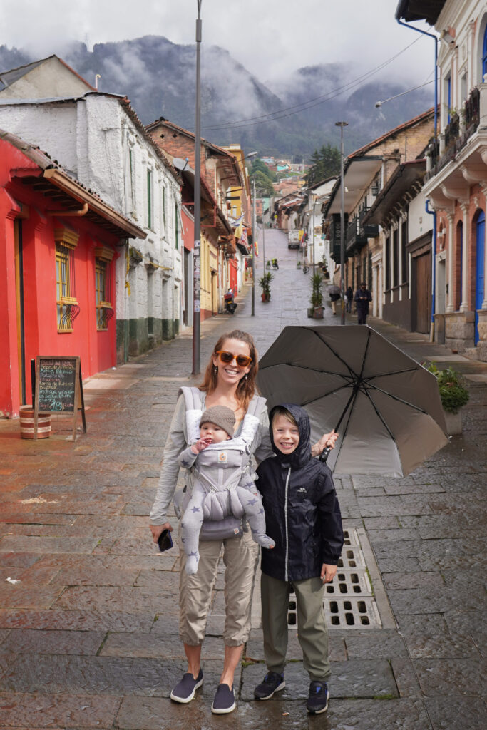 The cute colonial streets of La Candelaria in Bogota are fun to stroll around during your time in Colombia.