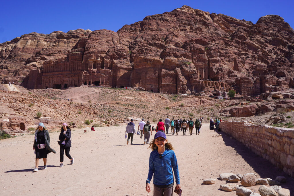 Colonnaded Street with The Royal Tombs on the Main Trail in Petra.