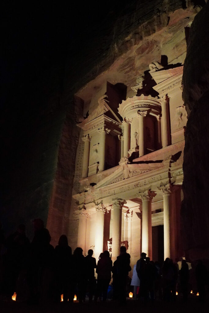 Coming upon The Treasury at the end of our walk during the Petra By Night show.