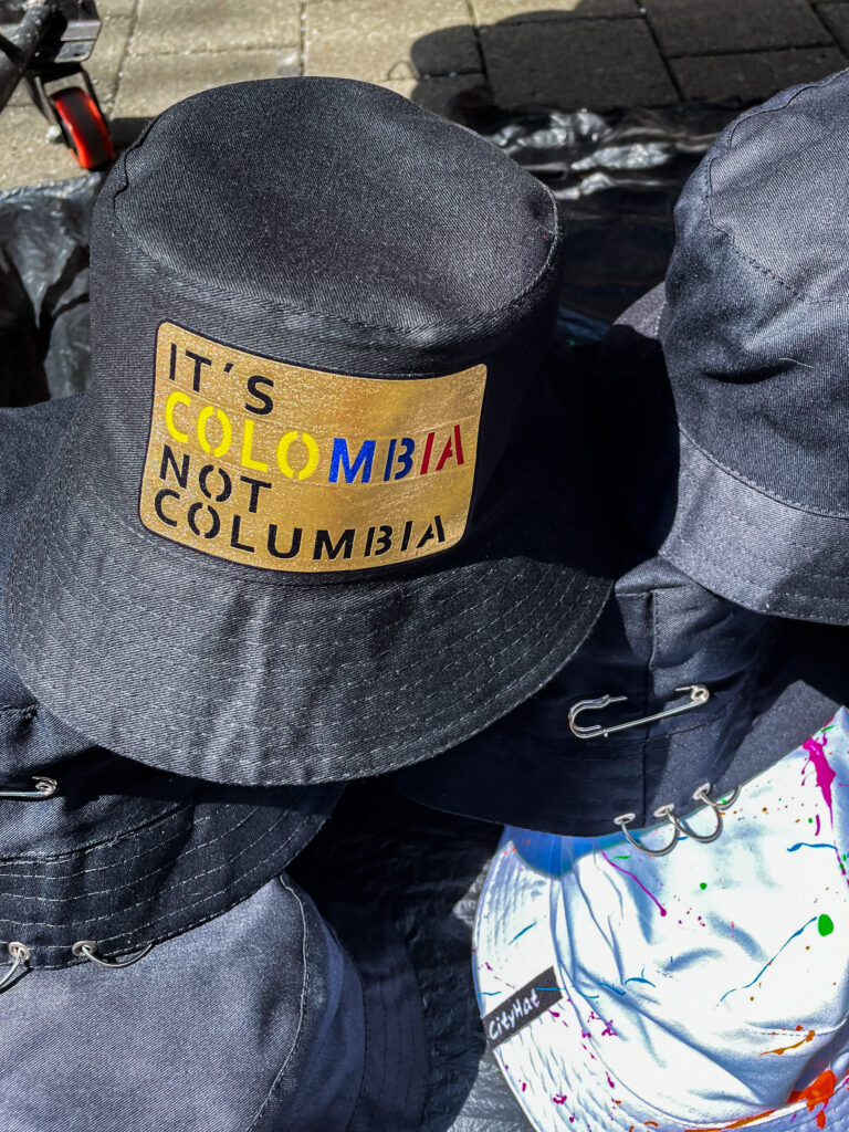 Any gear with 'It's Colombia, Not Columbia' slogan on it makes for a funny souvenir from Colombia and a little PSA.