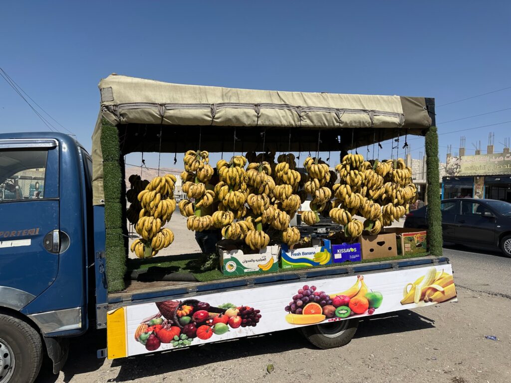As you drive through Jordan, you can find some some fruit stands for a snack. 