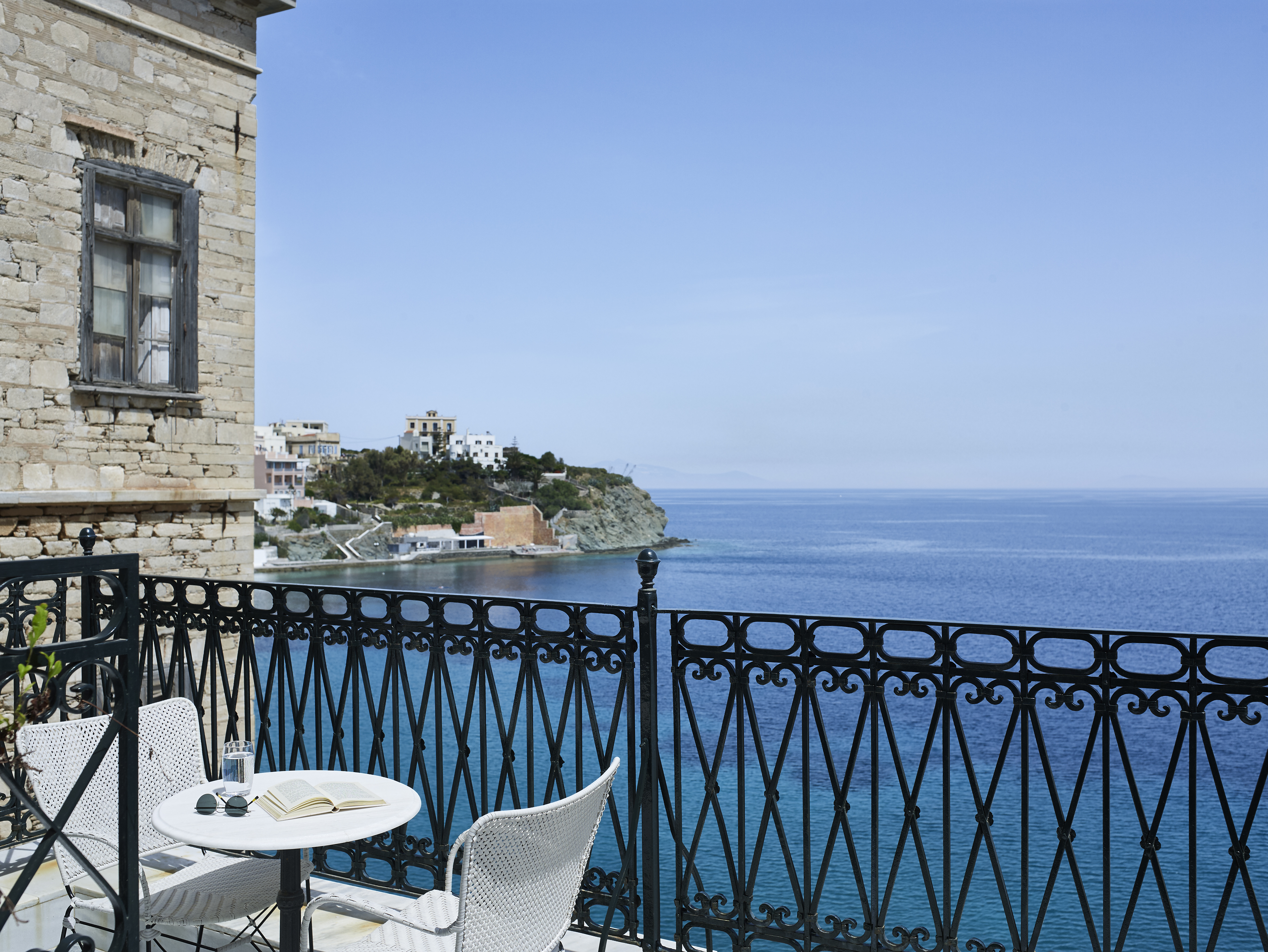 Hotel Ploes' views of the Aegean Sea make it one of the best hotels in Syros Greece. 