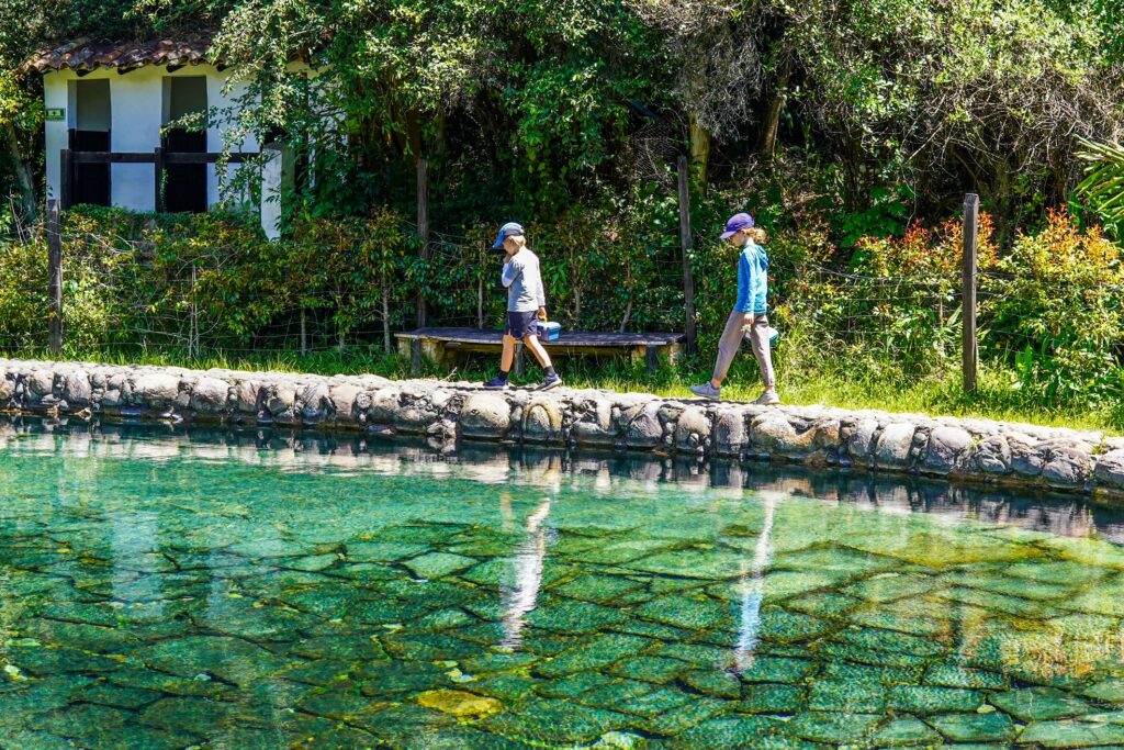 Henley and Jagger enjoying a walk along these local natural springs, a hidden gem in Villa de Leyva where the locals enjoy a refreshing swim. 