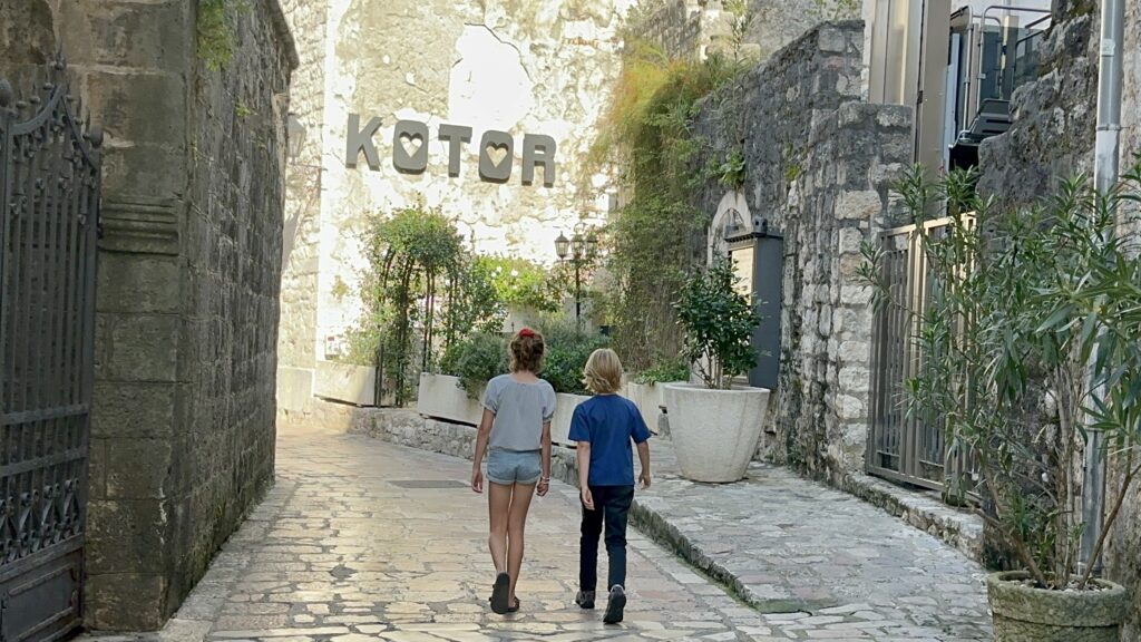 Walking through Old Town Kotor in Montenegro